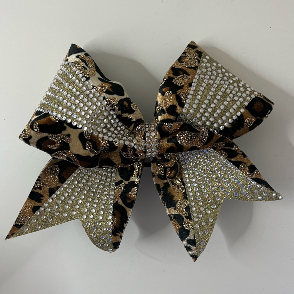 Leopard and Gold Competition Cheer Bow